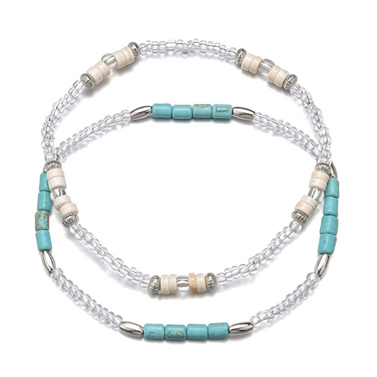 Mint Green jewelry,Geometric jewelry,Geometric Mint Green Beaded Bohemian Anklets