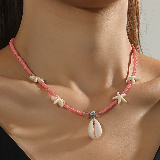 Sea Shell Dusty Pink Polyresin Necklace