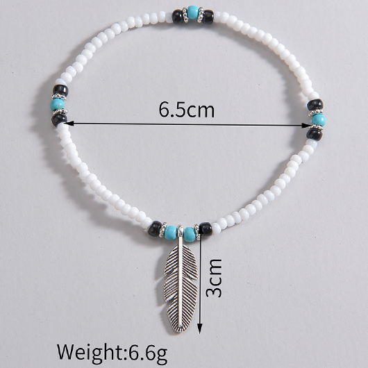 Silver jewelry,Contrast Color jewelry,Bohemian Feather Design Silver Polyresin Anklet