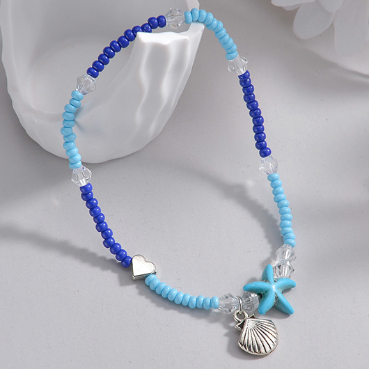 Neon Blue jewelry,Animal Print jewelry,Shell Neon Blue Polyresin Starfish Anklet
