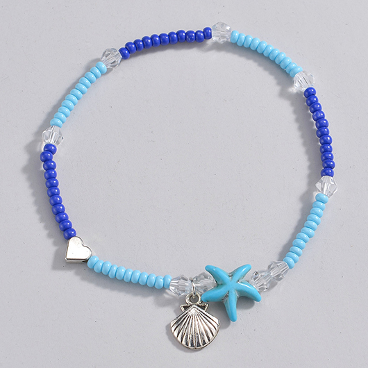 Neon Blue jewelry,Animal Print jewelry,Shell Neon Blue Polyresin Starfish Anklet