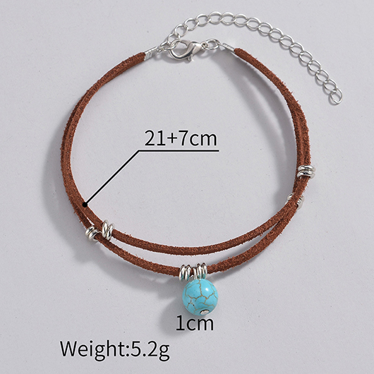 Mint Green jewelry,Dark Camel jewelry,Contrast Color jewelry,Round Layered Design Mint Green Anklet