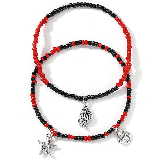 Black jewelry,Animal Print jewelry,Shell Black Conch Beaded Starfish Anklets