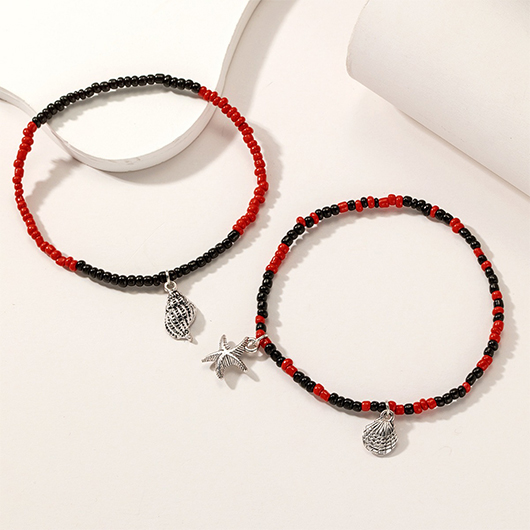 Black jewelry,Animal Print jewelry,Shell Black Conch Beaded Starfish Anklets