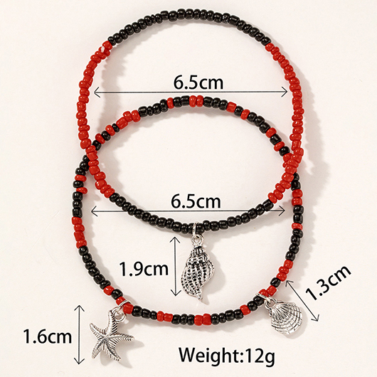 Black jewelry,Animal Print jewelry,Shell Black Conch Beaded Starfish Anklets