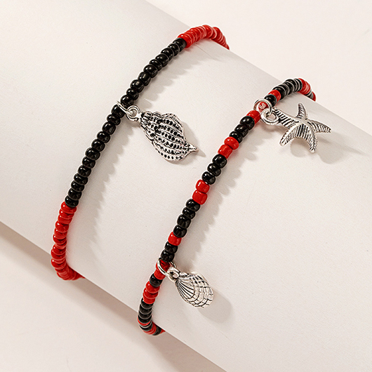 Black jewelry,Animal Print jewelry,Shell Black Conch Beaded Starfish Anklets