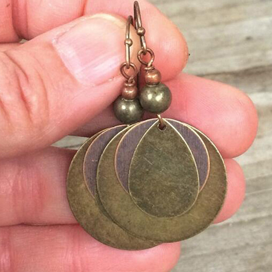 Gold jewelry,Geometric jewelry,Round Geometric Gold Alloy Layered Earrings