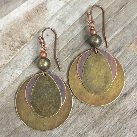 Gold jewelry,Geometric jewelry,Round Geometric Gold Alloy Layered Earrings