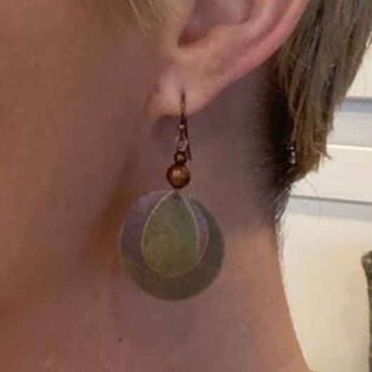 Gold jewelry,Geometric jewelry,Round Geometric Gold Alloy Layered Earrings
