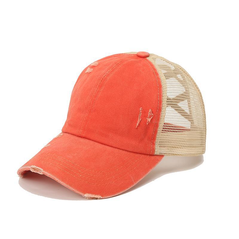 Orange Mesh Patchwork Design Baseball Cap