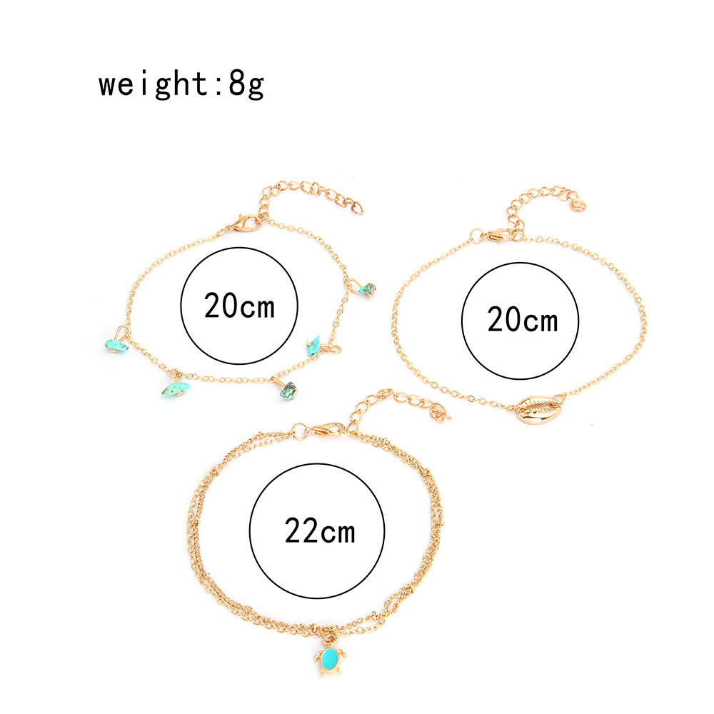 Gold jewelry,Shell Layered Gold Alloy Anklets Set