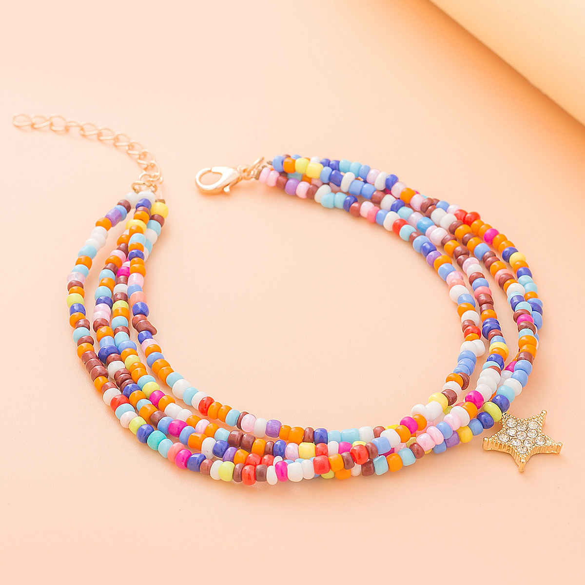 Multi Color jewelry,Contrast Color jewelry,Star Layered Design Multi Color Anklet