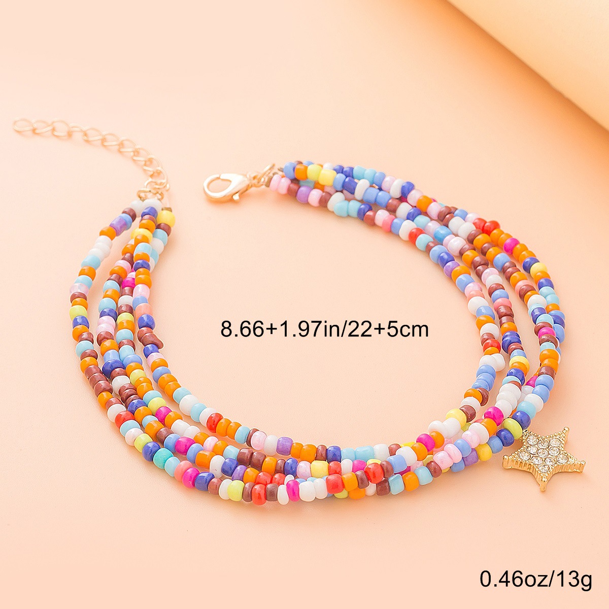 Multi Color jewelry,Contrast Color jewelry,Star Layered Design Multi Color Anklet
