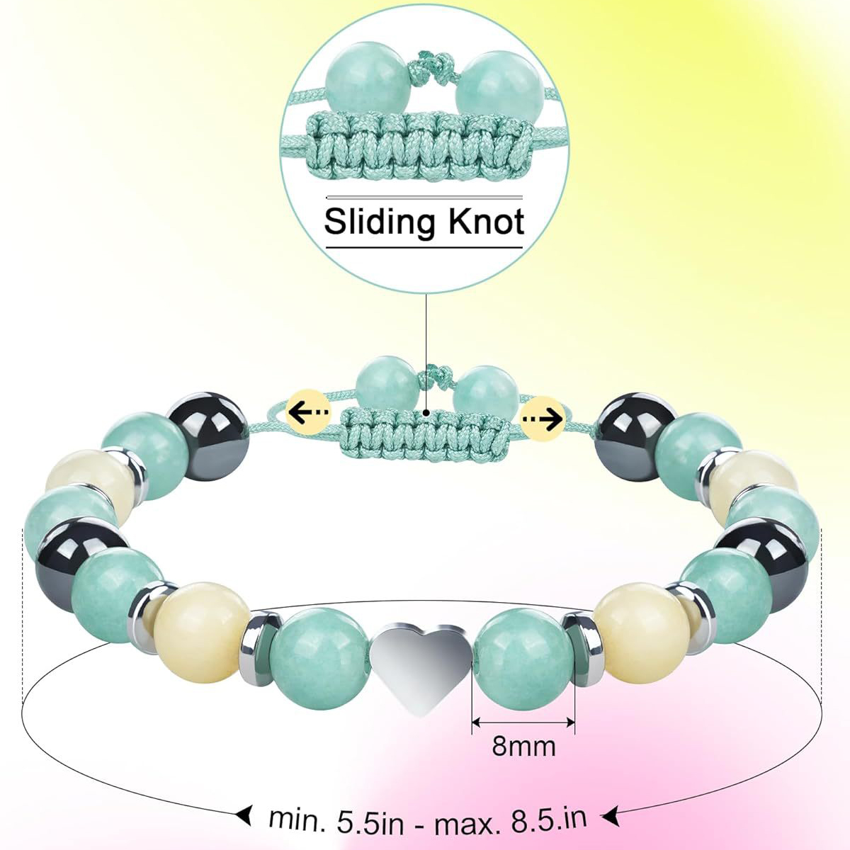 Mint Green jewelry,Heart Detail Adjustable Mint Green Bracelet