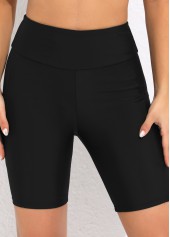 Rotita Plus-Size-Badeshorts mit Taschen schwarz hoch tailliert schmal