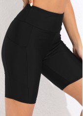 Rotita Plus-Size-Badeshorts mit Taschen schwarz hoch tailliert schmal