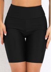 Rotita Plus-Size-Badeshorts mit Taschen schwarz hoch tailliert schmal