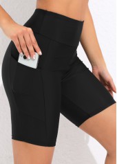 Rotita Plus-Size-Badeshorts mit Taschen schwarz hoch tailliert schmal