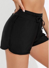 Schwarze Rotita-Badeshorts mit mittlerer Taille und Kordelzugdetail