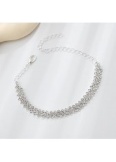 Silvery White jewelry,Plain Color jewelry,Silvery White Shinning Rhinestone Alloy Anklet