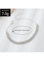 Silvery White jewelry,Plain Color jewelry,Silvery White Shinning Rhinestone Alloy Anklet