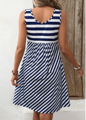 Navy dresses,Striped dresses,Geometric dresses,Everyday dresses,Casual dresses,Pocket Striped Navy A Line Scoop Neck Sleeveless Dress