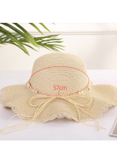Beige accessories,Plain Color accessories,Bowknot Beads Detail Beige Visor Hat