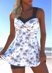 rotita surplis blanc plantes tropicales imprimé maillot de bain et short