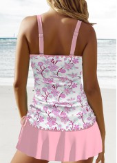 Pink swimwear,Floral swimwear,Plants swimwear,Tribal swimwear,ROTITA Circular Ring Pink Floral Print Tankini Set