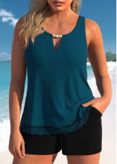 Rotita-Tankini-Set aus Spitze in Pfauenblau mit U-Ausschnitt