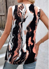 Navy tops,Light Coffee tops,Contrast Color tops,ROTITA Patchwork Navy V Neck Sleeveless Tank Top