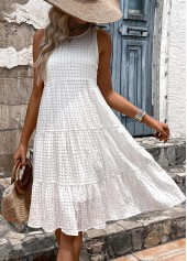 robe blanche respirante à col rond sans manches rotita