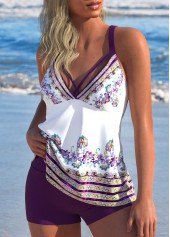 Rotita Criss Cross dunkelrot-lila Tankini-Set mit Stammesmuster