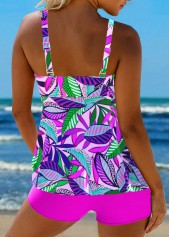 Hot Pink swimwear,Floral swimwear,Plants swimwear,Dot swimwear,ROTITA Smocked Hot Pink Floral Print Tankini Set