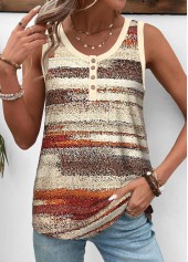 débardeur sans manches col rond jaune clair à rayures boutonnées rotita