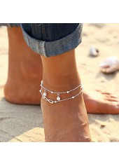 Silvery White jewelry,Layered Pearl Silvery White Alloy Anklet