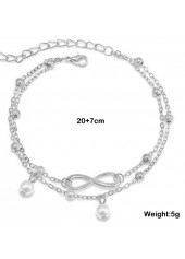 Silvery White jewelry,Layered Pearl Silvery White Alloy Anklet