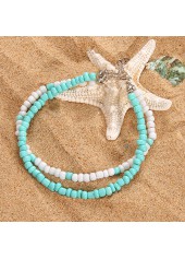 Mint Green jewelry,Mint Green Beaded Layered Polyresin Anklet
