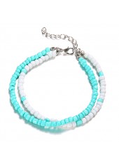 Mint Green jewelry,Mint Green Beaded Layered Polyresin Anklet
