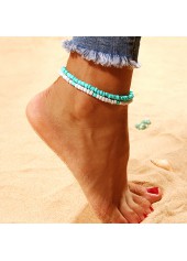 Mint Green jewelry,Mint Green Beaded Layered Polyresin Anklet