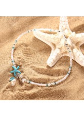 Mint Green jewelry,Animal Print jewelry,Mint Green Alloy Beaded Starfish Anklet