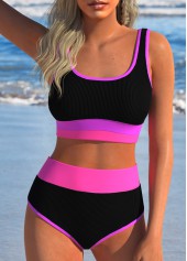 Rotita – Schwarzes Patchwork-Bikini-Set mit Kontrastbindung
