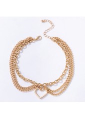Gold jewelry,Gold Heart Alloy Material Multi-layer Anklet