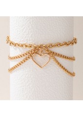 Gold jewelry,Gold Heart Alloy Material Multi-layer Anklet