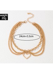 Gold jewelry,Gold Heart Alloy Material Multi-layer Anklet