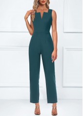 Turquoise jumpsuits&rompers,Plain Color jumpsuits&rompers,ROTITA Pocket Ankle Length Split Neck Turquoise Jumpsuit and Cardigan