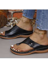 Black shoes,Plain Color shoes,Black Falt Open Toe Flip Flops