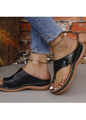 Black shoes,Plain Color shoes,Black Falt Open Toe Flip Flops