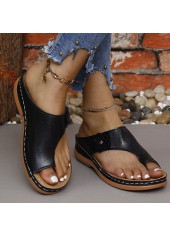 Black shoes,Plain Color shoes,Black Falt Open Toe Flip Flops
