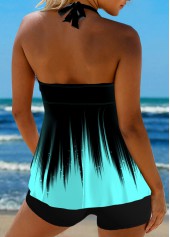 Rotita – Tankini-Oberteil mit Überrock und Bindeband in Cyan-Ombré-Optik-Kein Boden